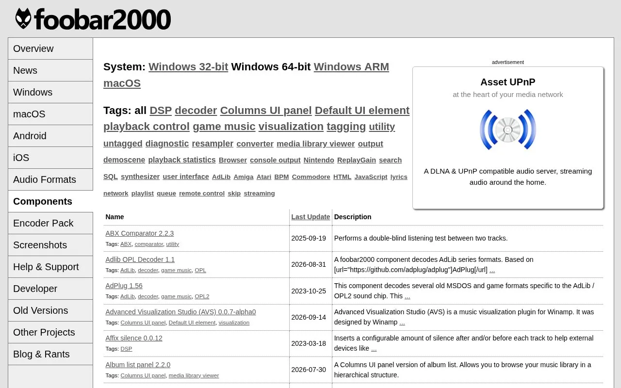 Components homepage screenshot