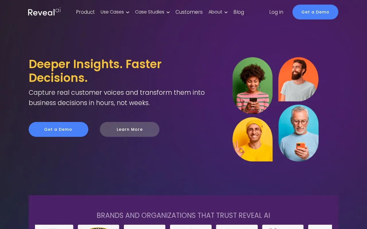 Reveal AI homepage screenshot