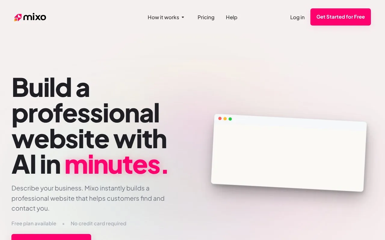 Mixo homepage screenshot