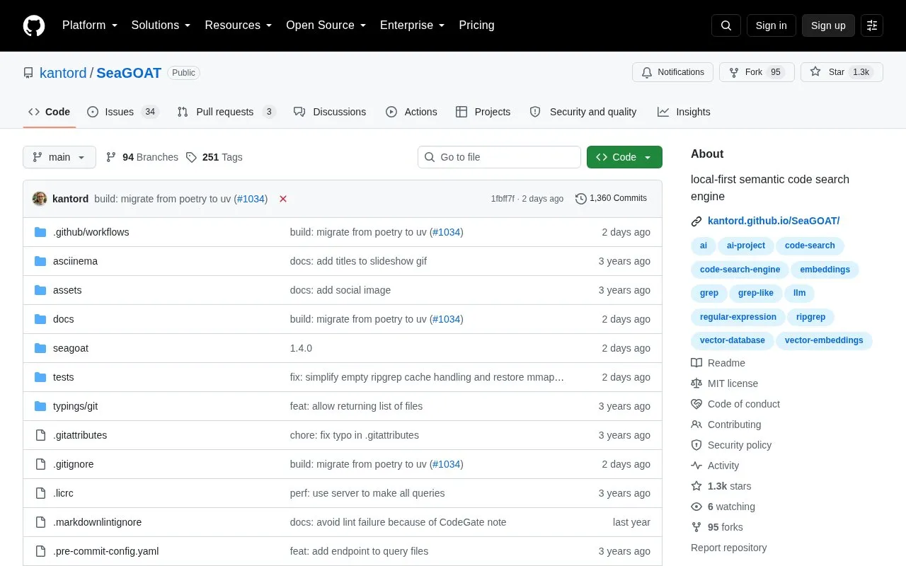 SeaGOAT homepage screenshot