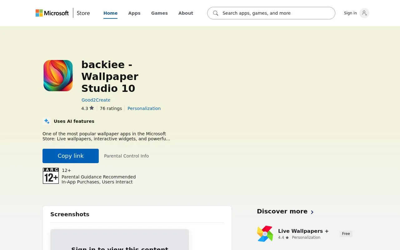 backiee homepage screenshot