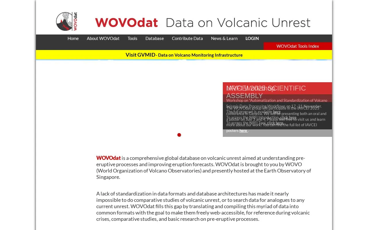 WOVOdat homepage screenshot