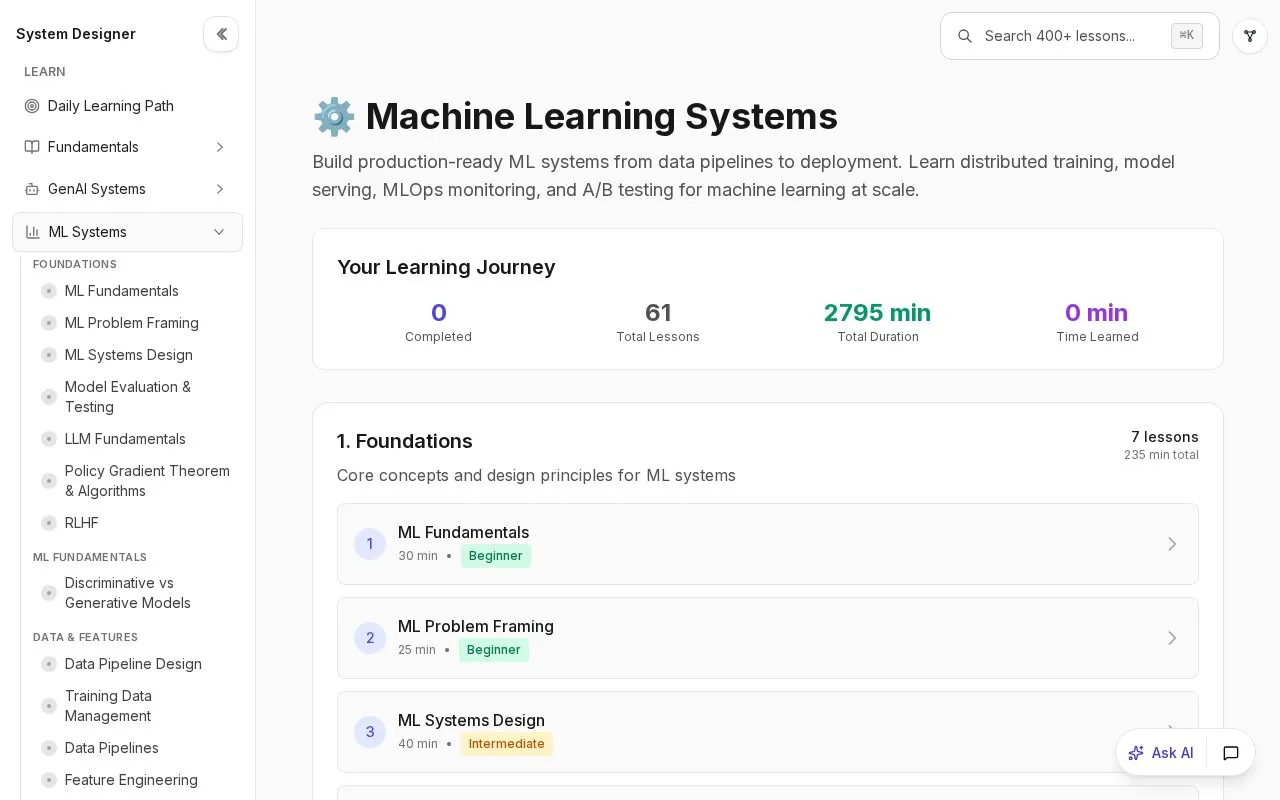 System Designer homepage screenshot
