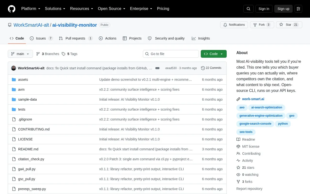 AI Visibility Monitor homepage screenshot