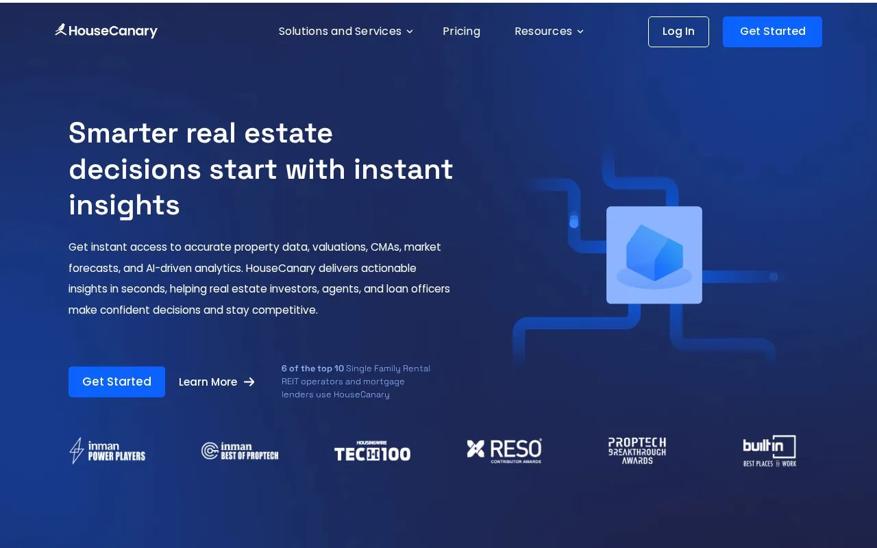 HouseCanary homepage screenshot