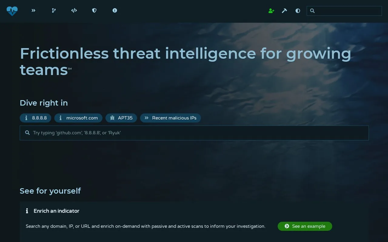 Pulsedive homepage screenshot