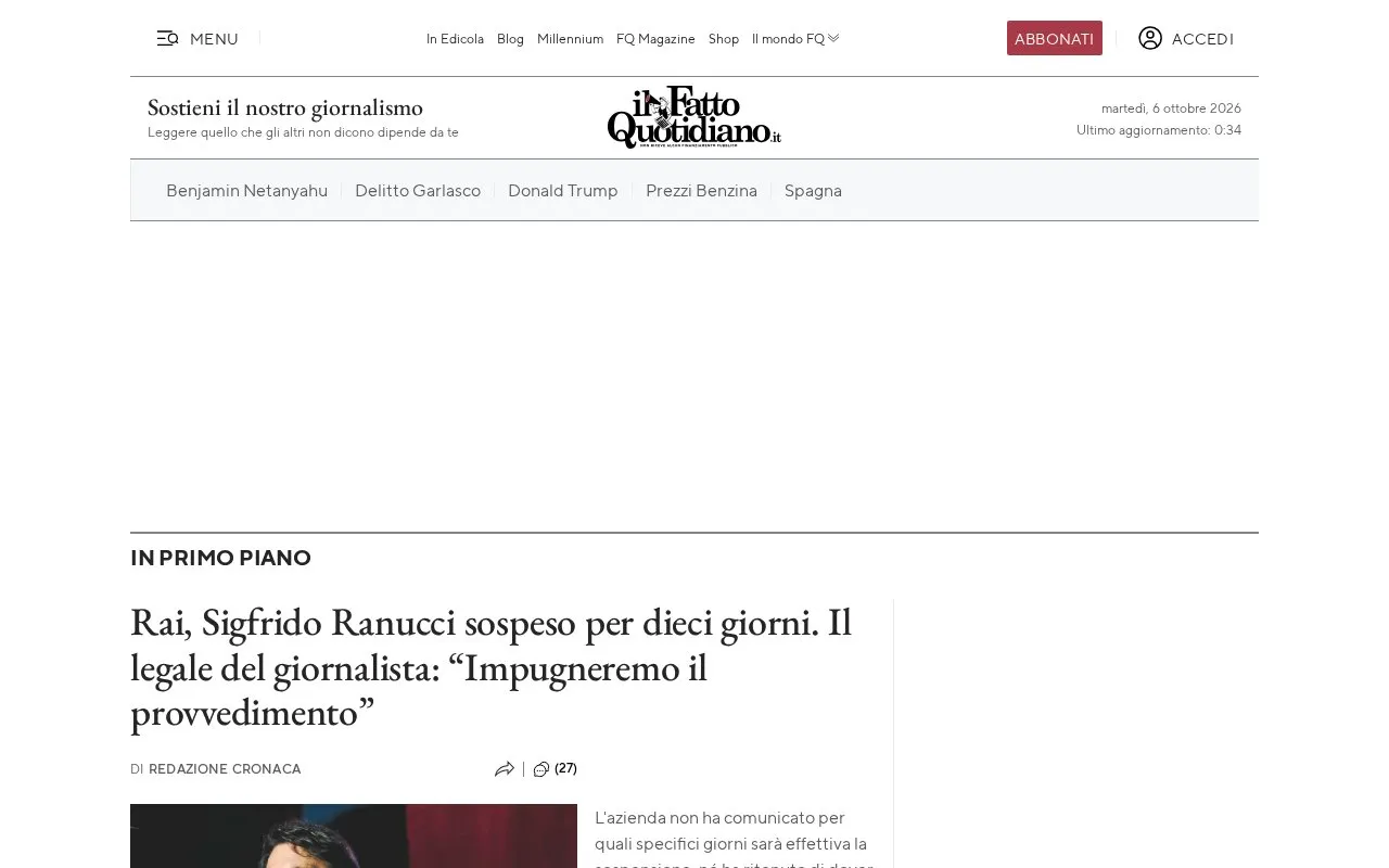 Il Fatto Quotidiano homepage screenshot