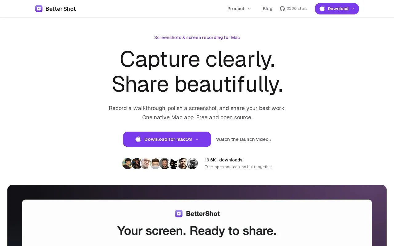 Better Shot homepage screenshot