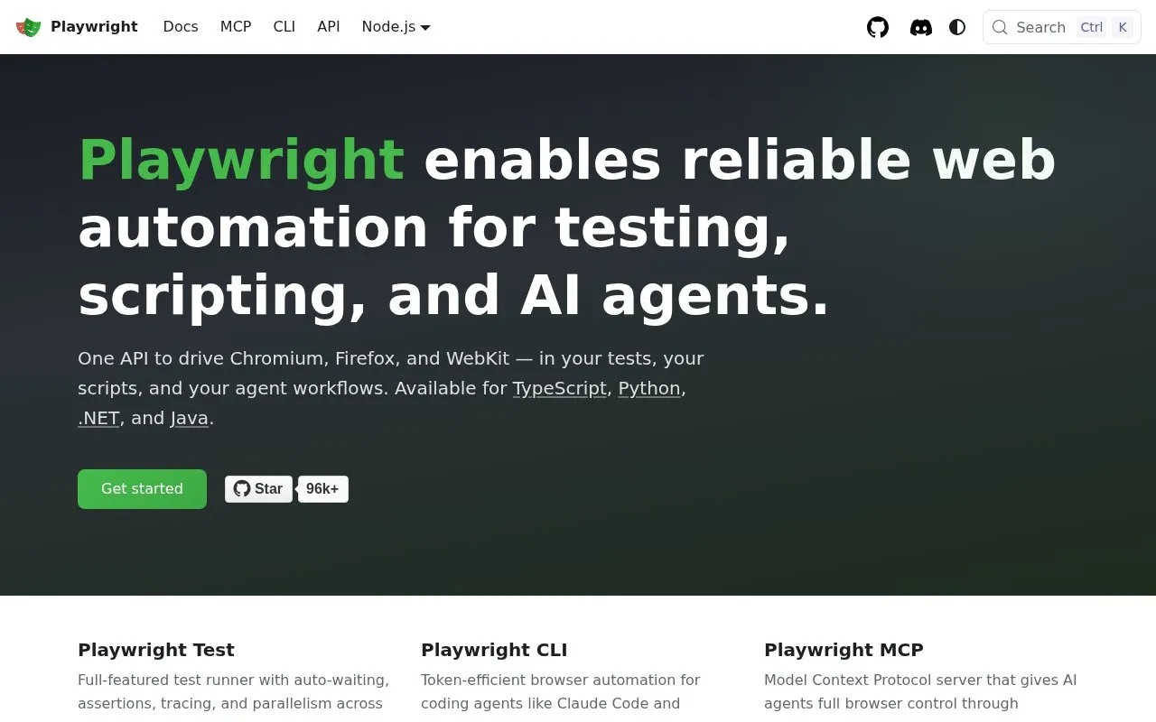 Playwright homepage screenshot