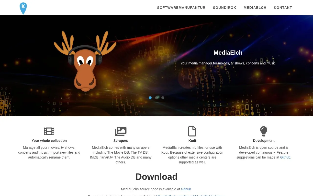 MediaElch homepage screenshot