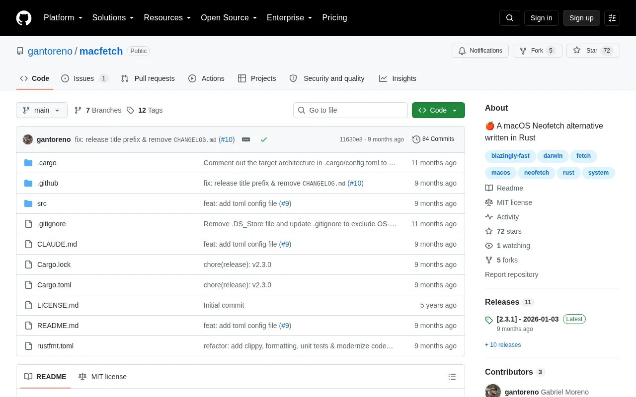 MacFetch homepage screenshot