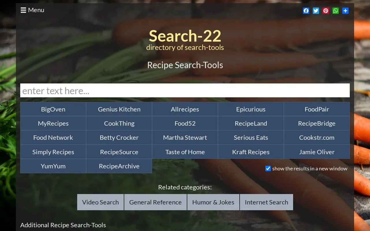 Search-22 homepage screenshot