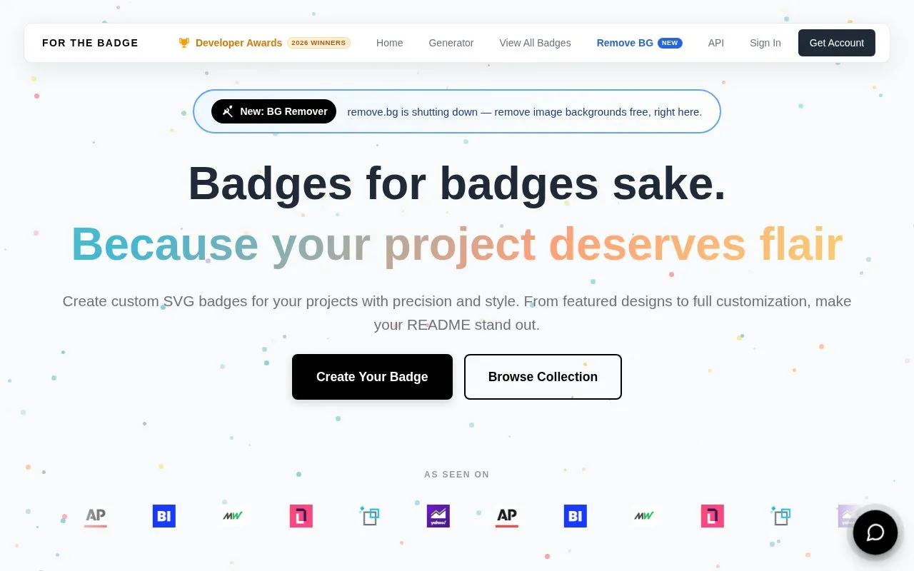 For the Badge homepage screenshot