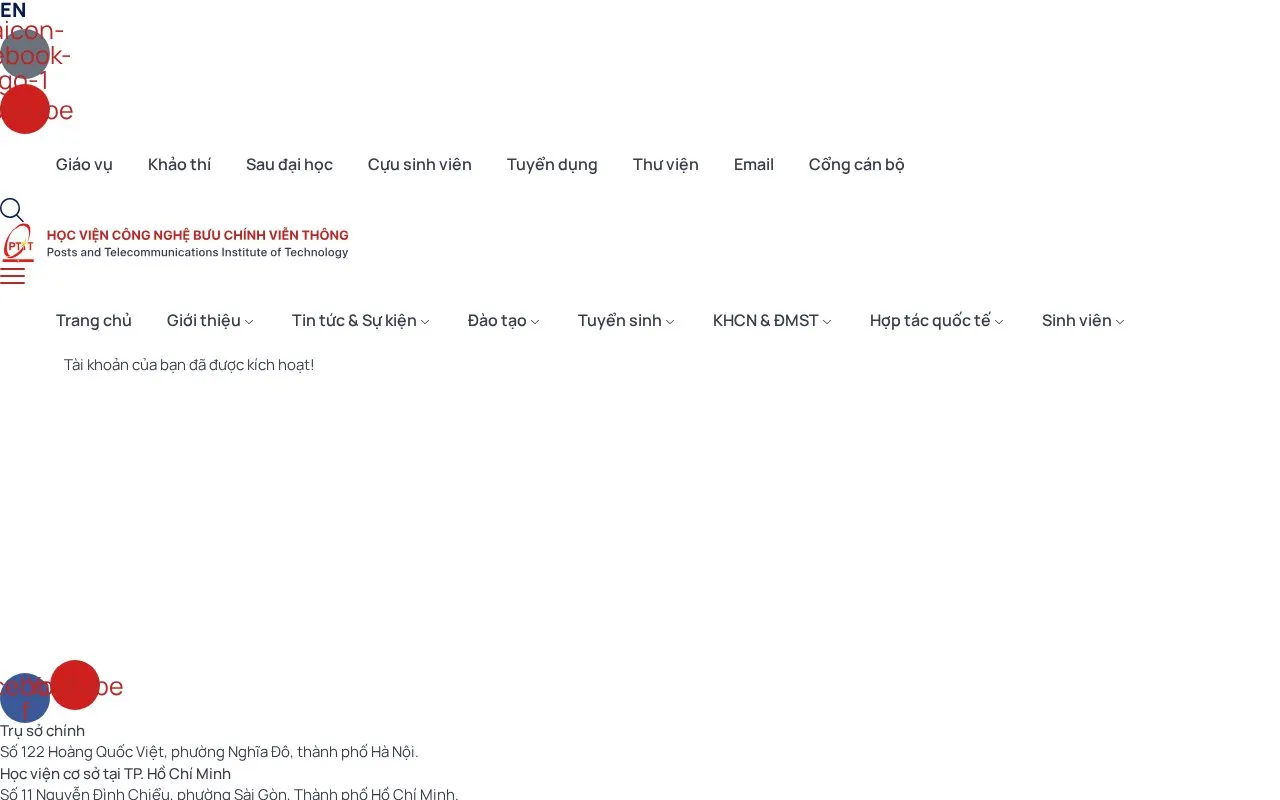 Posts and Telecommunications Institute of Technology homepage screenshot
