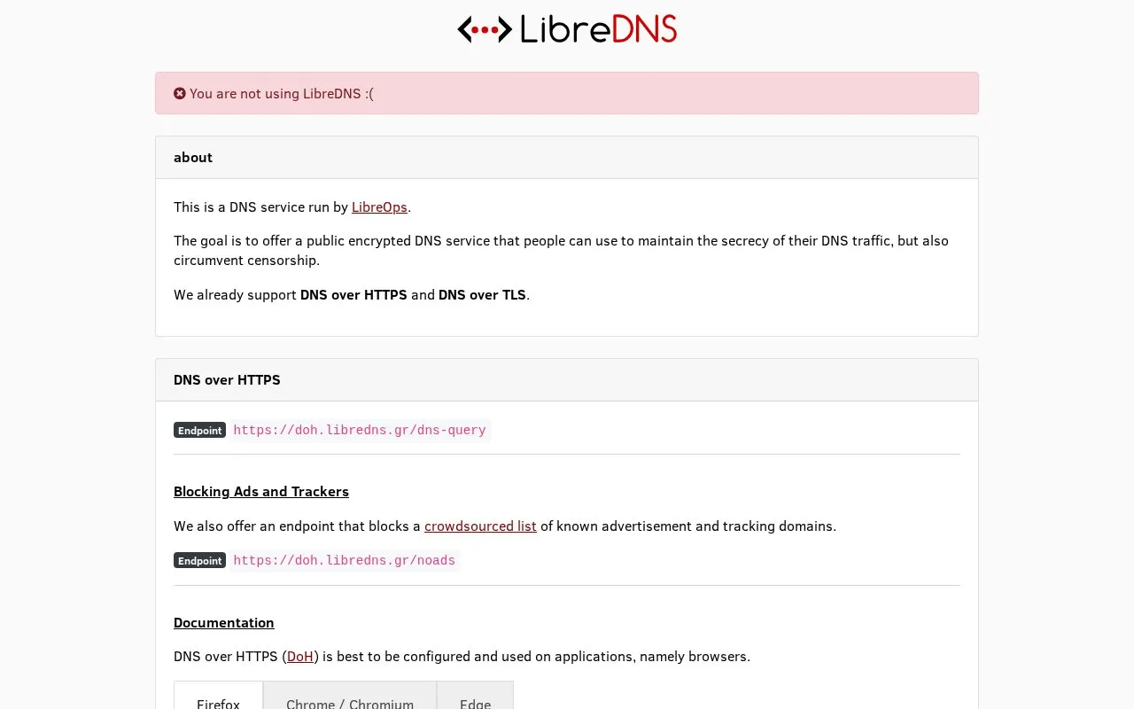LibreDNS homepage screenshot