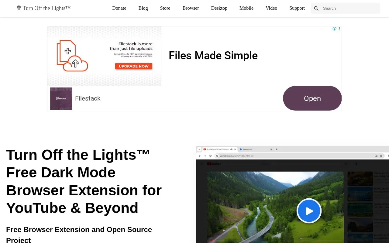 Turn Off the Lights homepage screenshot