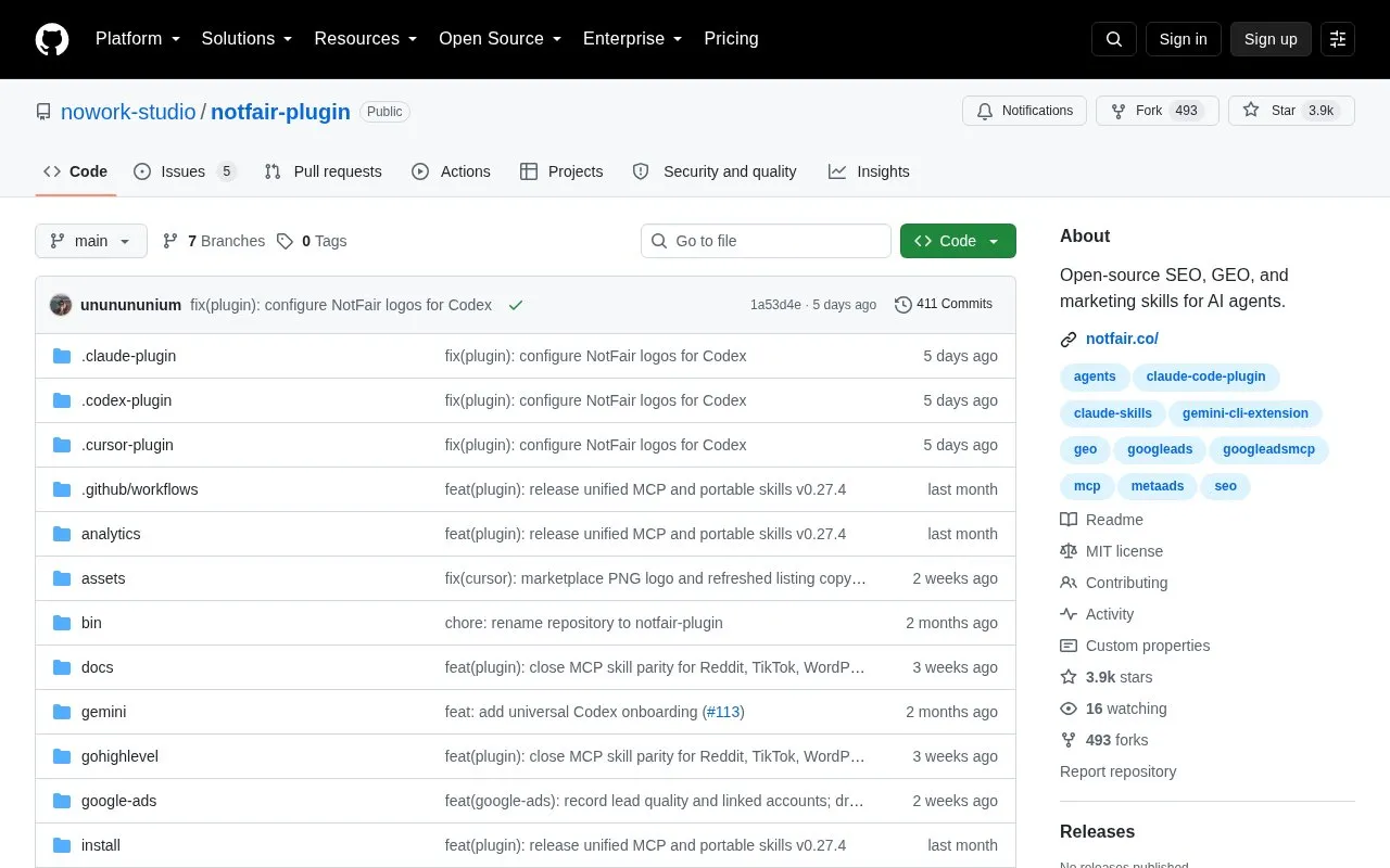 NotFair homepage screenshot
