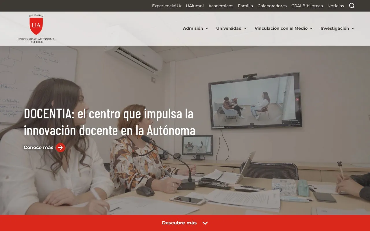 Universidad Autónoma de Chile homepage screenshot