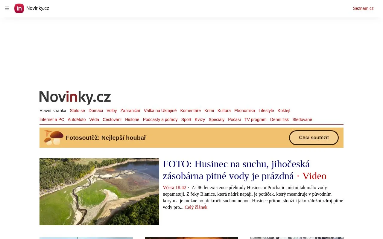 novinky.cz homepage screenshot