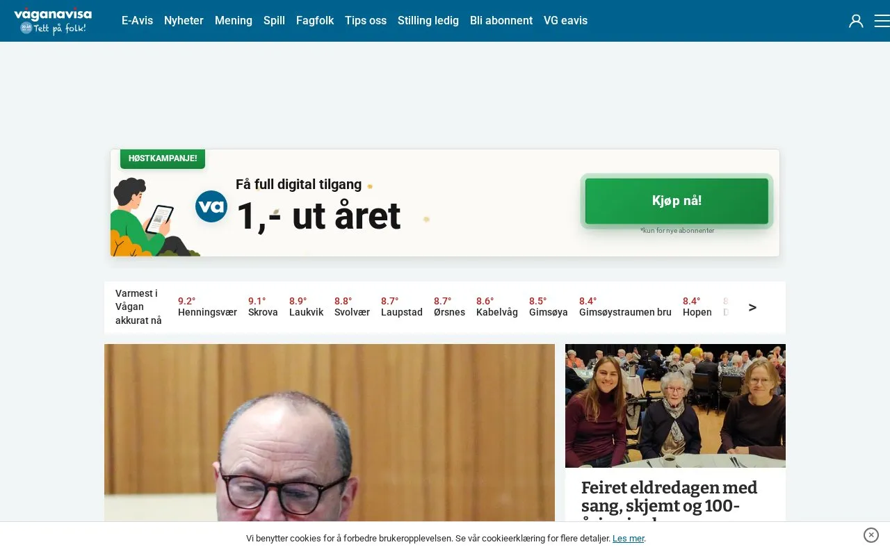 Våganavisa homepage screenshot