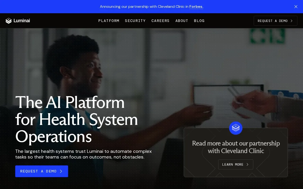 Luminai homepage screenshot