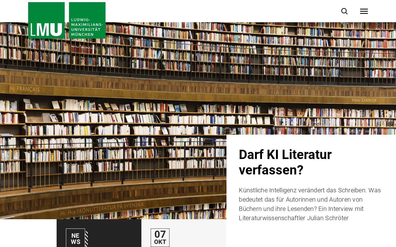 Ludwig-Maximilians Universitat Munchen homepage screenshot