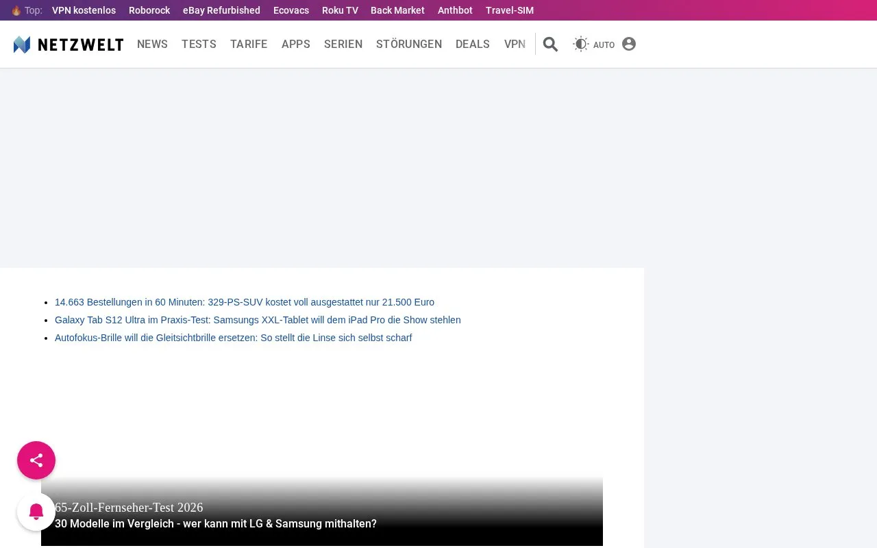 Netzwelt homepage screenshot