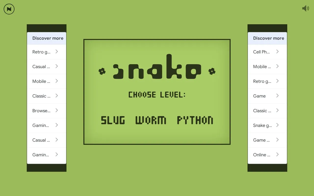 Play Snake homepage screenshot