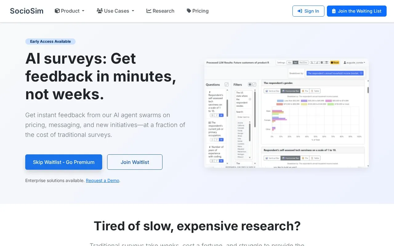 SocioSim homepage screenshot