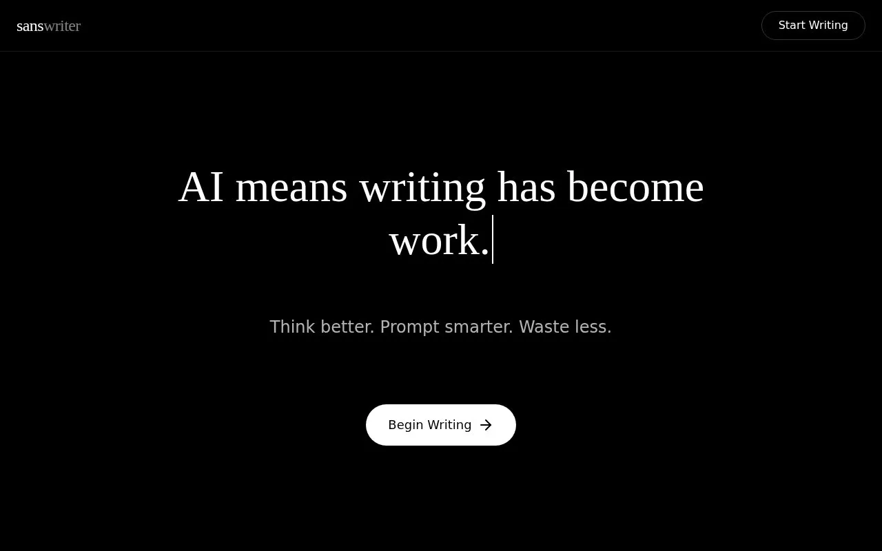 Sans Writer homepage screenshot