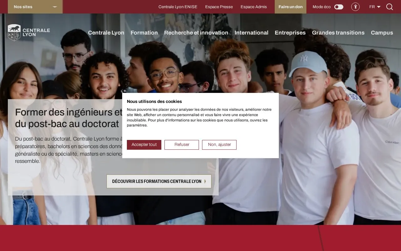 École Centrale de Lyon homepage screenshot