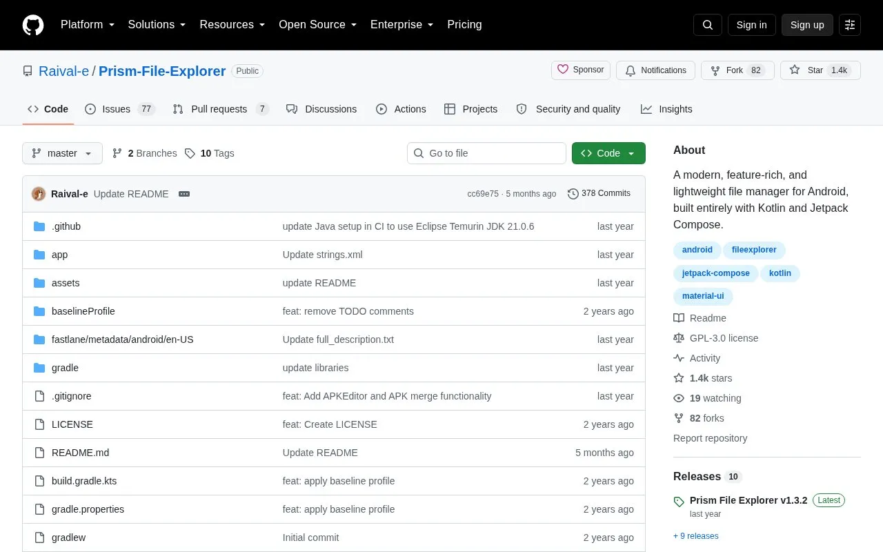 Prism File Explorer homepage screenshot