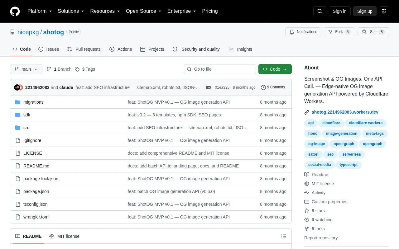 ShotOG homepage screenshot