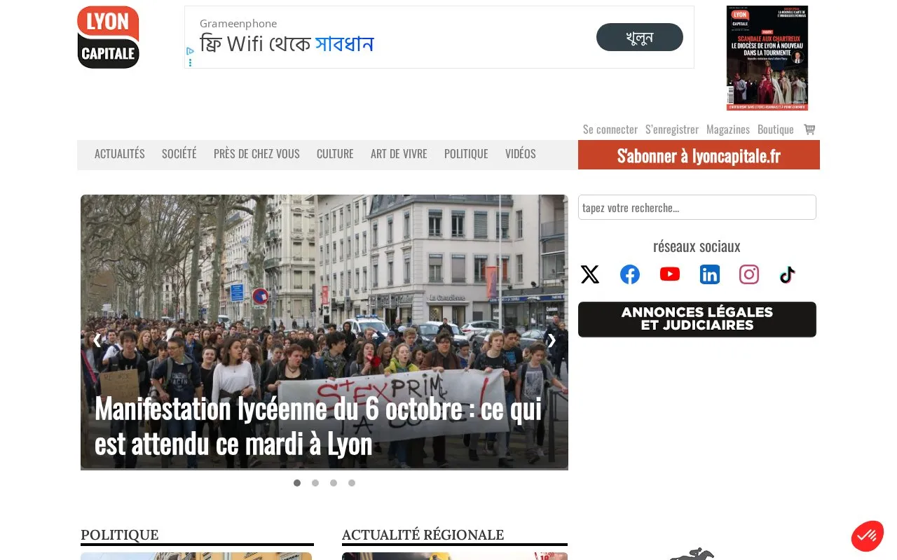 Lyon Capitale homepage screenshot