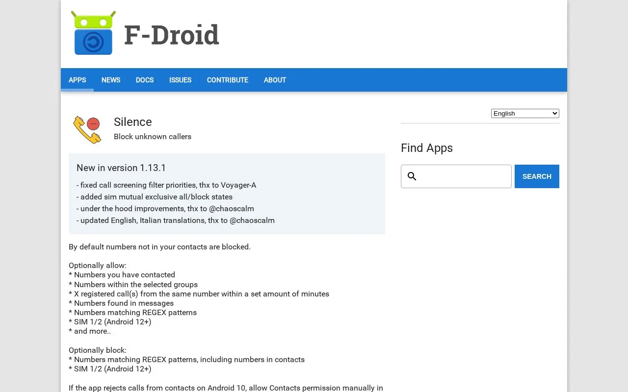 Silence homepage screenshot
