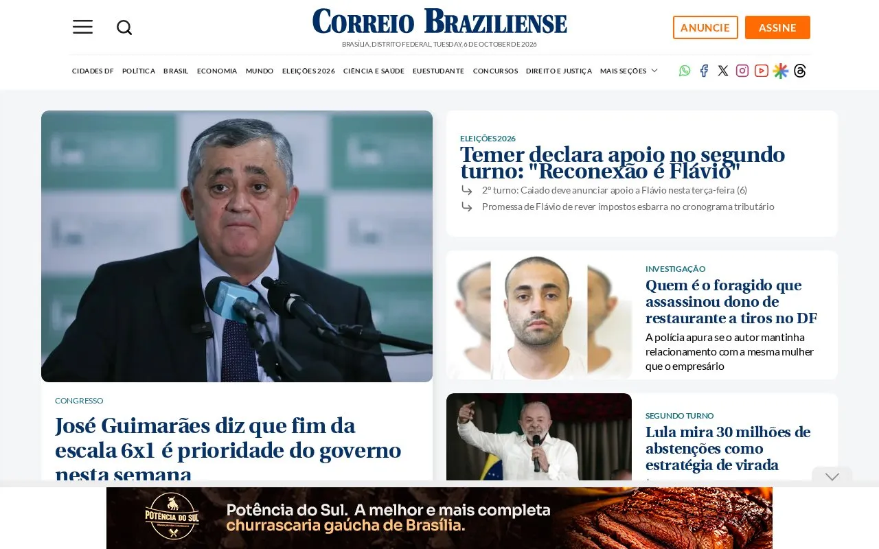 Correio Braziliense homepage screenshot