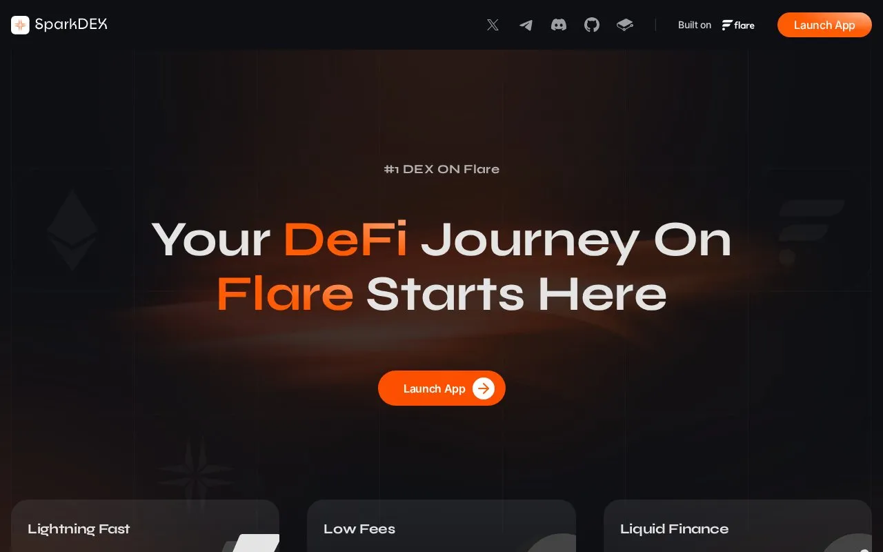 SparkDEX V4 homepage screenshot