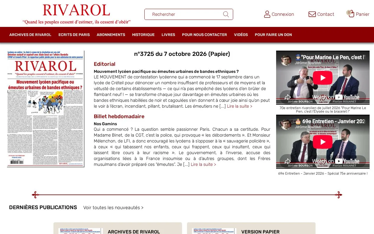 Rivarol homepage screenshot