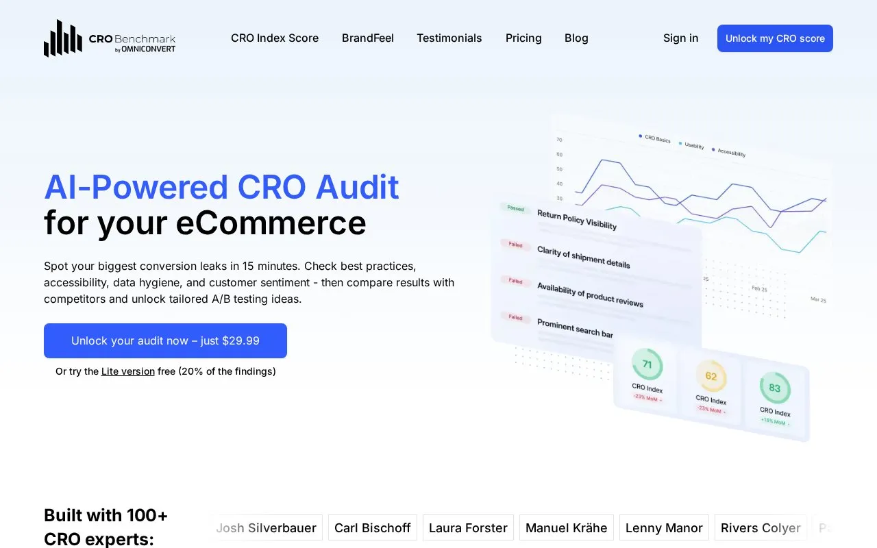 CRO Benchmark homepage screenshot