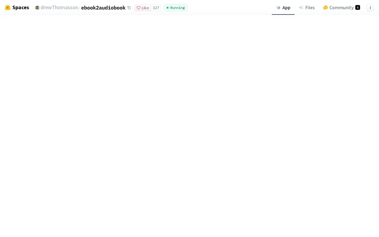 Ebook2audiobook homepage screenshot