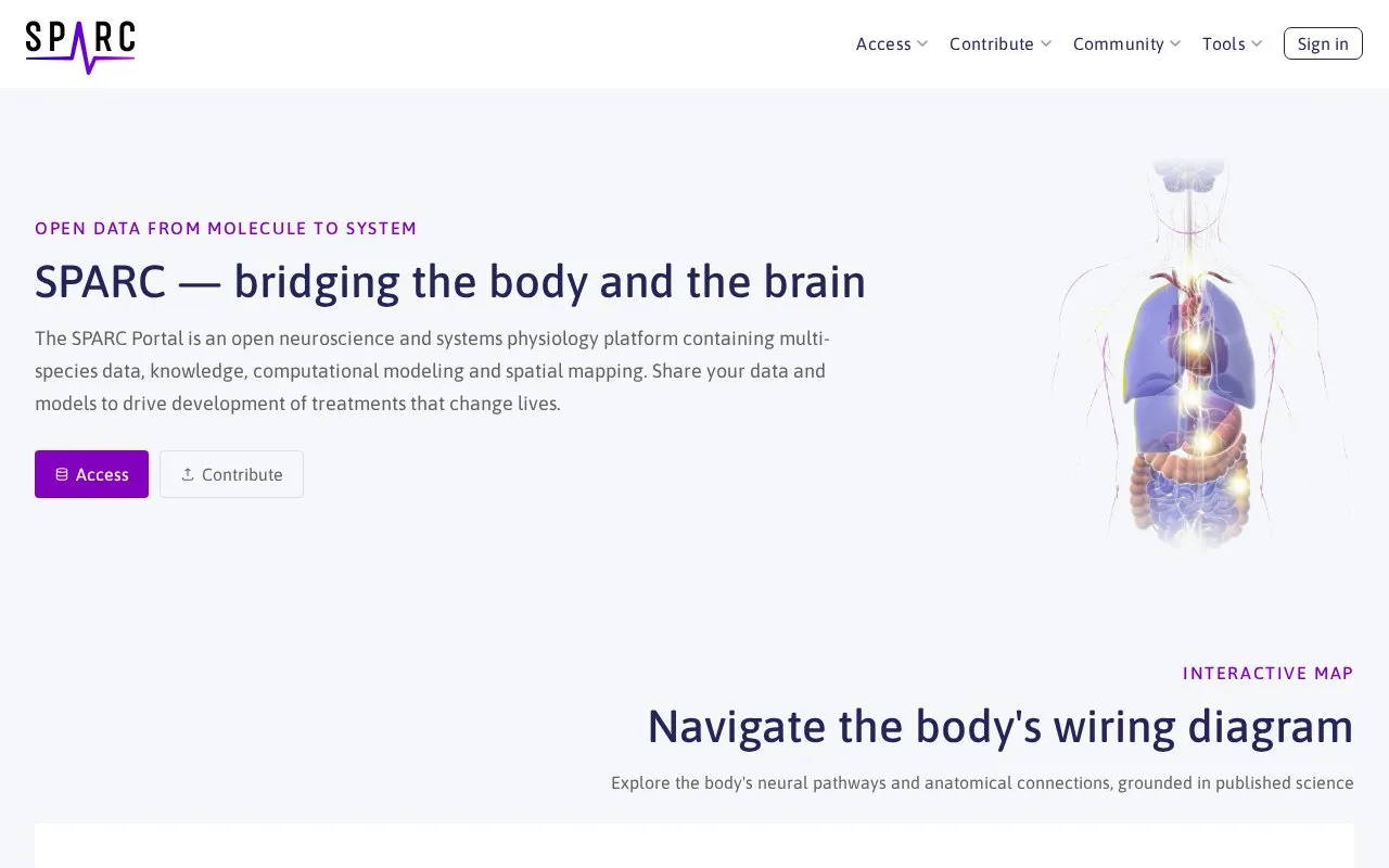 SPARC Portal homepage screenshot