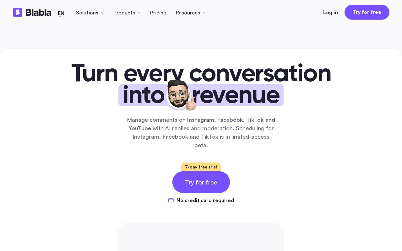 Blabla homepage screenshot