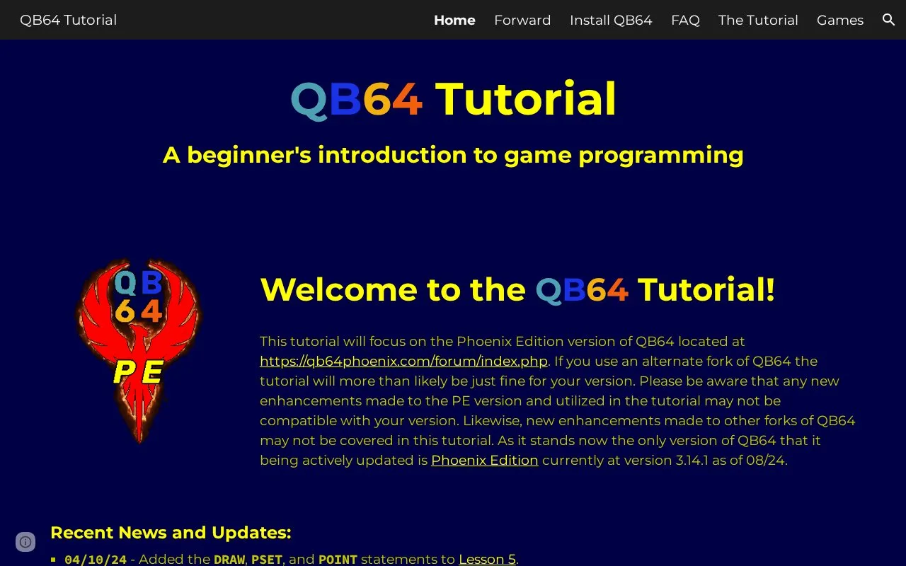 QB64SourceCode homepage screenshot