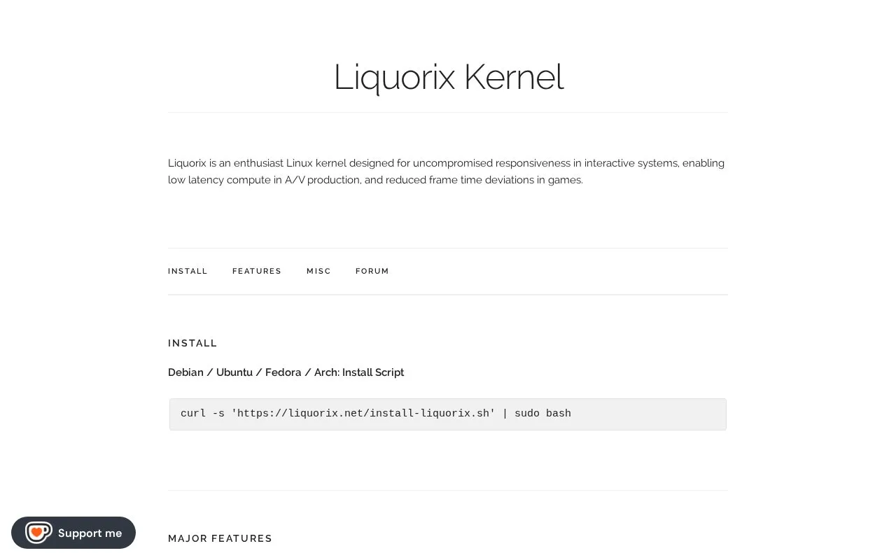 Liquorix homepage screenshot