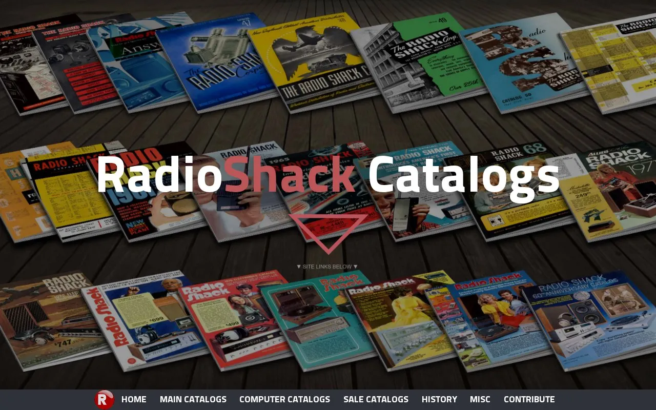 RadioShack Catalogs homepage screenshot