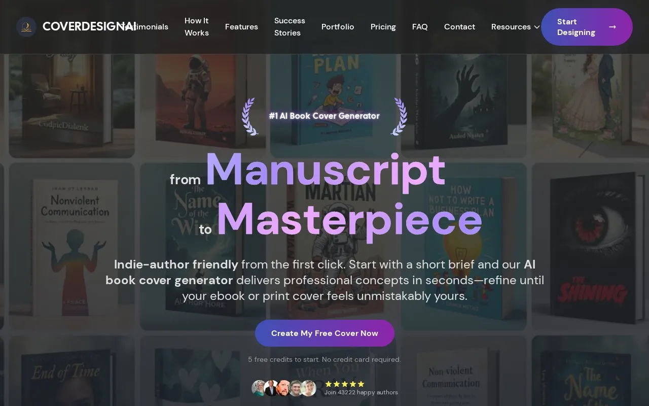 CoverDesignAI homepage screenshot