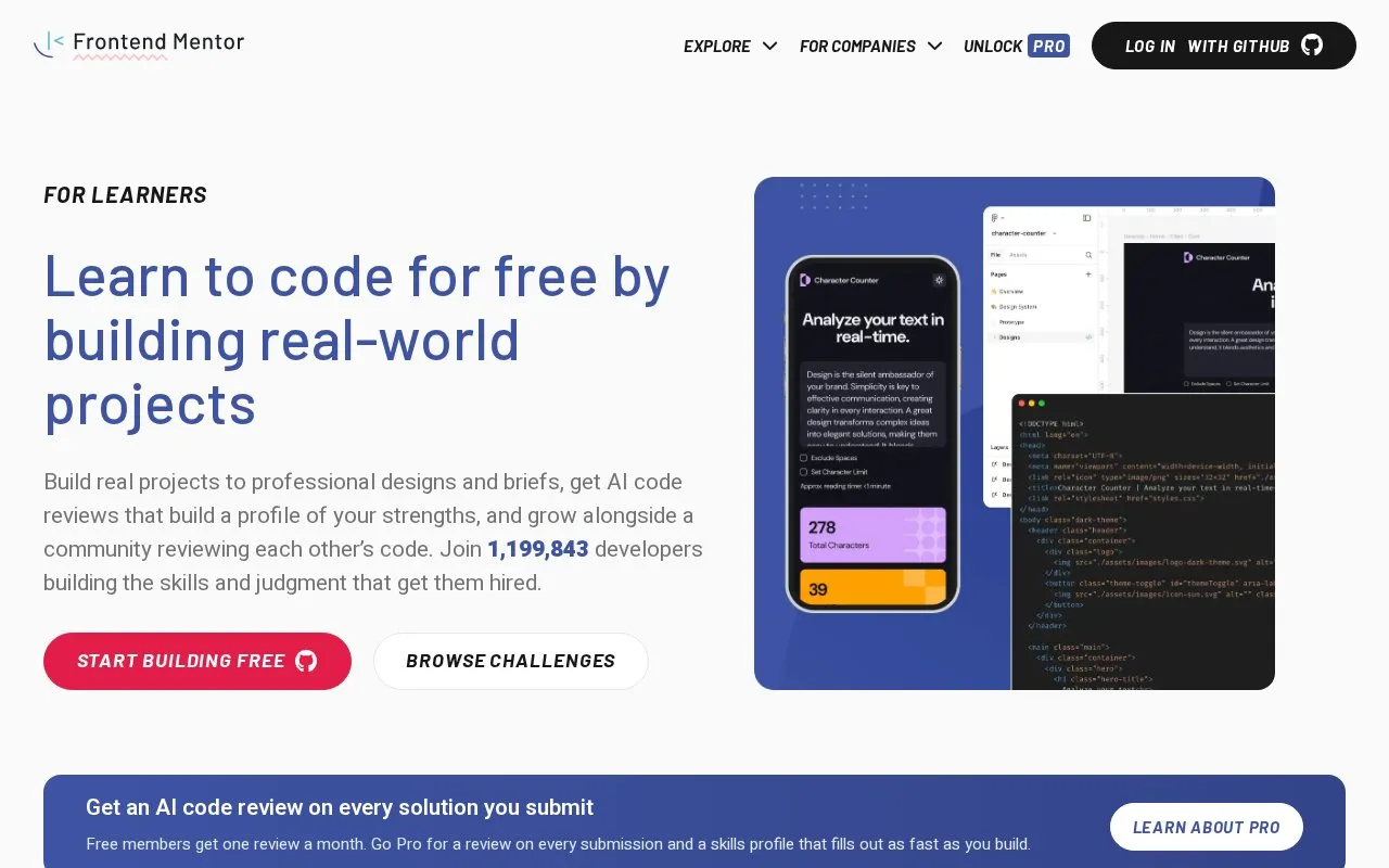 FrontEndMentor homepage screenshot