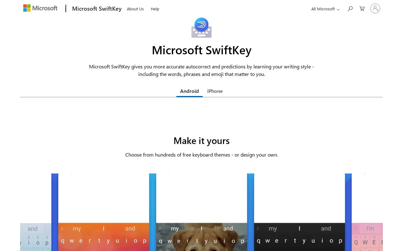 SwiftKey homepage screenshot