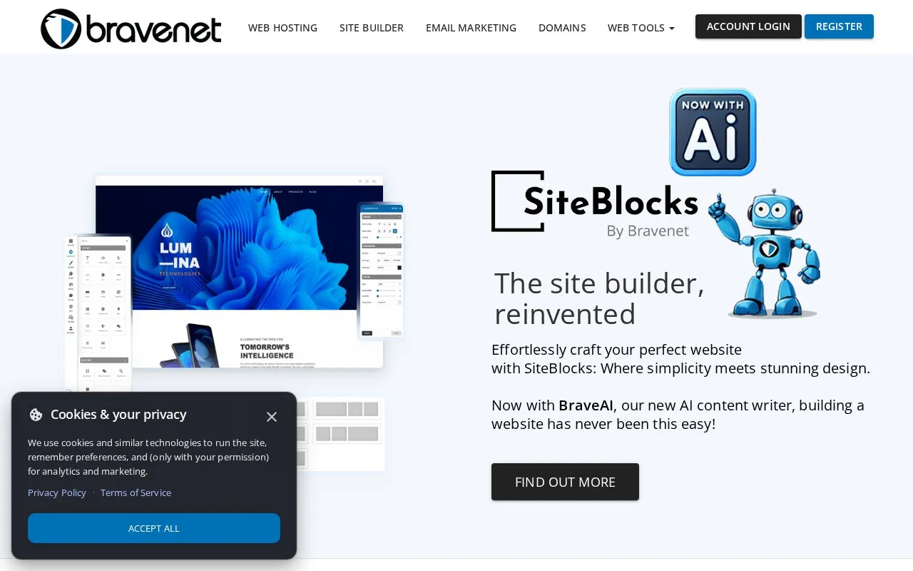 bravenet homepage screenshot