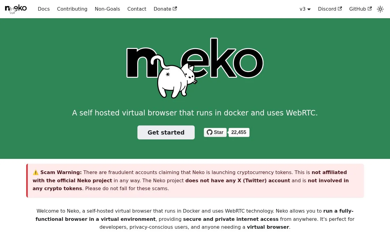 neko homepage screenshot